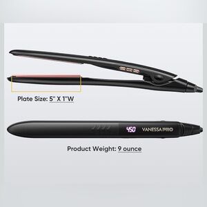 VANESSA PRO Titanium Flat Iron Hair Straightener - 1” NWT.